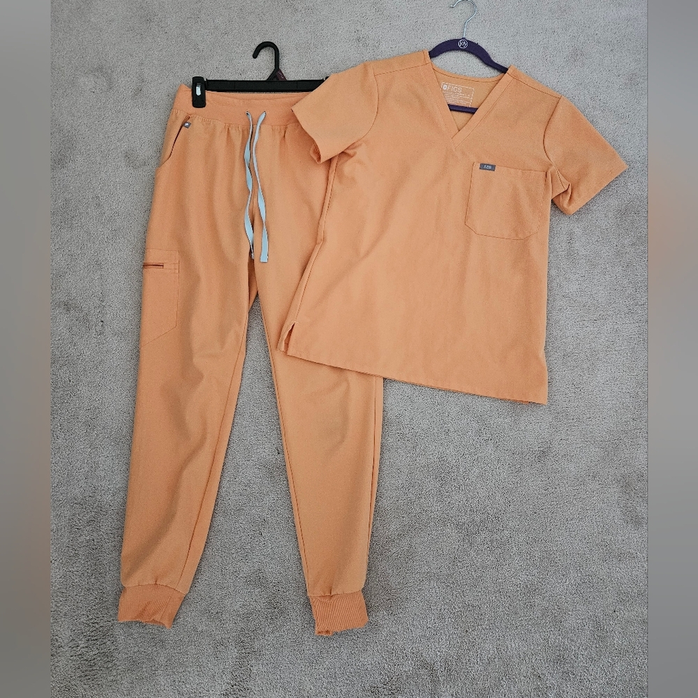 Figs Women's Scrub ONLY TOP in Peach Orange